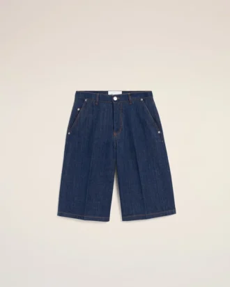 Blå, løse bermuda-shorts i bomull