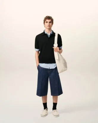 Blå, løse bermuda-shorts i bomull