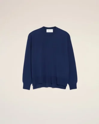 Bleu Tynn ullgenser med rund hals Ami de Coeur Sweater