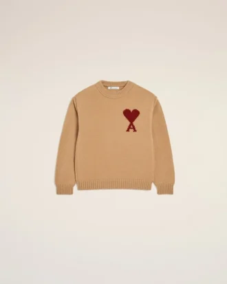 Brun Ami de Coeur-genser med rund hals