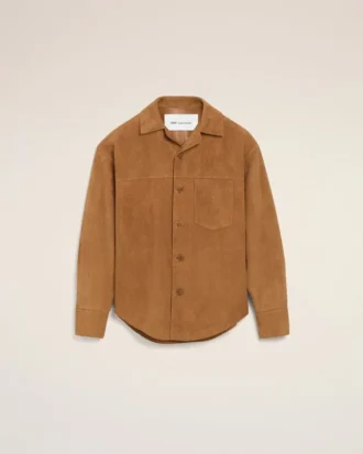 Brun overskjorte i geiteskinn med knapper
