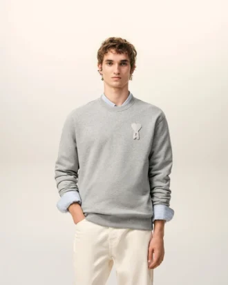 Grå Ami de Coeur-Sweatshirt i bomullstrikk