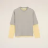 Grå bomulls-Ami de Coeur T-Shirt med dobbel ermeeffekt