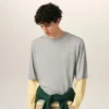 Grå bomulls-Ami de Coeur T-Shirt med dobbel ermeeffekt