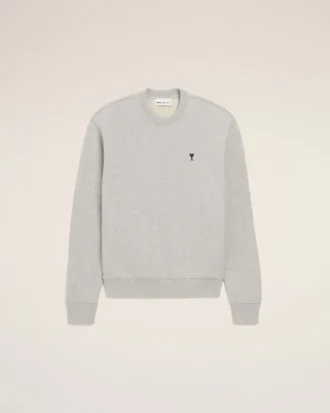 Grå bomullssweatshirt med kontrastfarge og Ami de Coeur-broderi