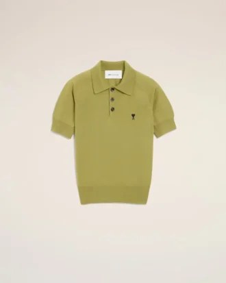 Grønn Ami de Coeur Polo med korte ermer i ull