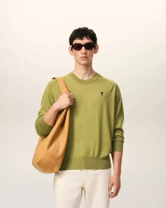 Grønn Ami de Coeur Sweater i ull med rund hals