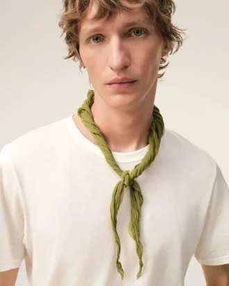 Grønn krøllet Gavroche-skjerf i polyester
