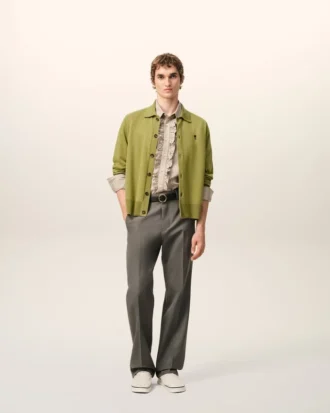 Grønn ullcardigan med skjortekrage fra Ami de Coeur Cardigan