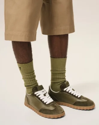 Grønne sneakers i okseskinn
