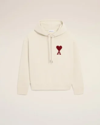 Hvit Ami de Coeur Hoodie i bomull