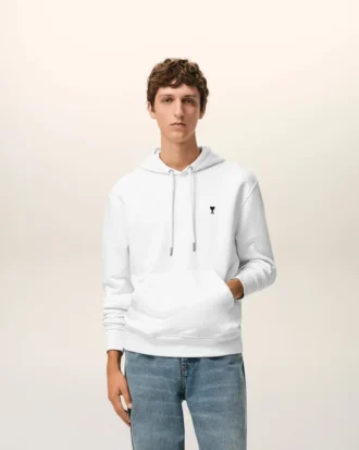 Hvit Ami de Coeur Hoodie i bomull