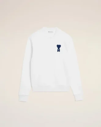 Hvit Ami de Coeur-Sweatshirt i bomullstrikk