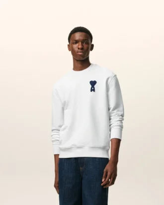 Hvit Ami de Coeur-Sweatshirt i bomullstrikk