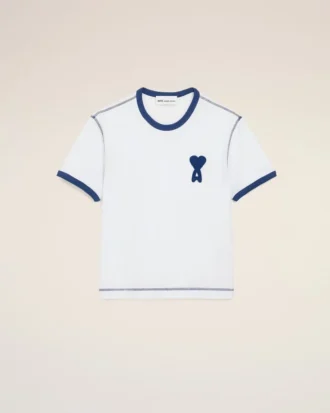Hvit Ami de Coeur T-Shirt med strikket lapp