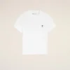 Hvit bomulls-Ami de Coeur T-Shirt med kort erme