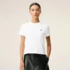 Hvit bomulls-Ami de Coeur T-Shirt med kort erme