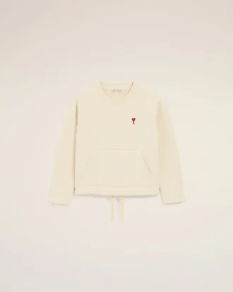 Hvit bomulls-Sweatshirt med rund hals fra Ami de Coeur