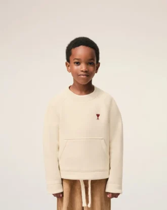 Hvit bomulls-Sweatshirt med rund hals fra Ami de Coeur