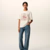 Hvit bomulls-T-skjorte med Ami Paris Heritage-trykk