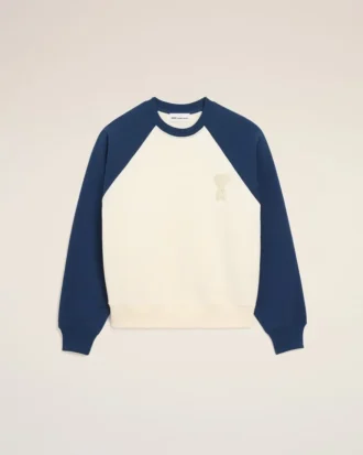 Hvit og blå Ami de Coeur-Sweatshirt i bomullstrikk