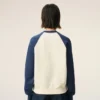 Hvit og blå Ami de Coeur-Sweatshirt i bomullstrikk