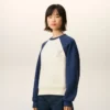 Hvit og blå Ami de Coeur-Sweatshirt i bomullstrikk