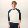 Hvit og blå Ami de Coeur-Sweatshirt i bomullstrikk