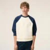Hvit og blå Ami de Coeur-Sweatshirt i bomullstrikk