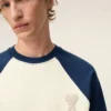 Hvit og blå Ami de Coeur-Sweatshirt i bomullstrikk