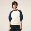 Hvit og blå Ami de Coeur-Sweatshirt i bomullstrikk