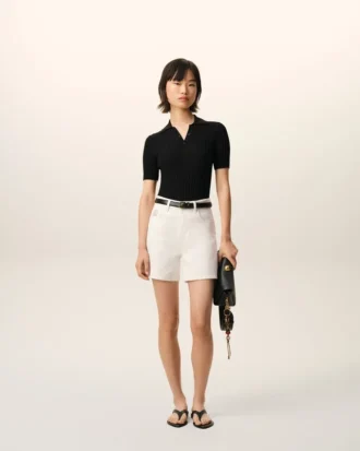 Hvite bomullsshorts med Ami Paris Heritage-merke