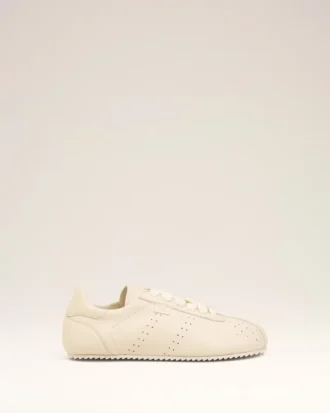 Hvite, myke sneakers i okseskinn