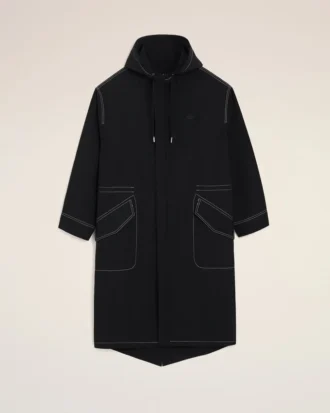 Lang parkas i svart nylon