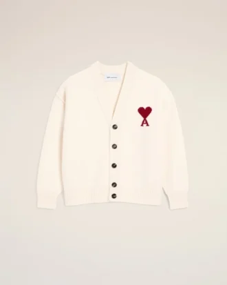 Naturlig ullcardigan med kontrastfarget Ami de Coeur