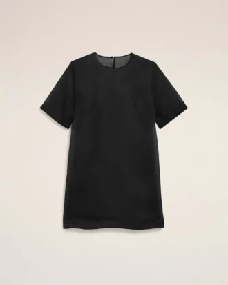 Svart mini-trapesekjole i silke